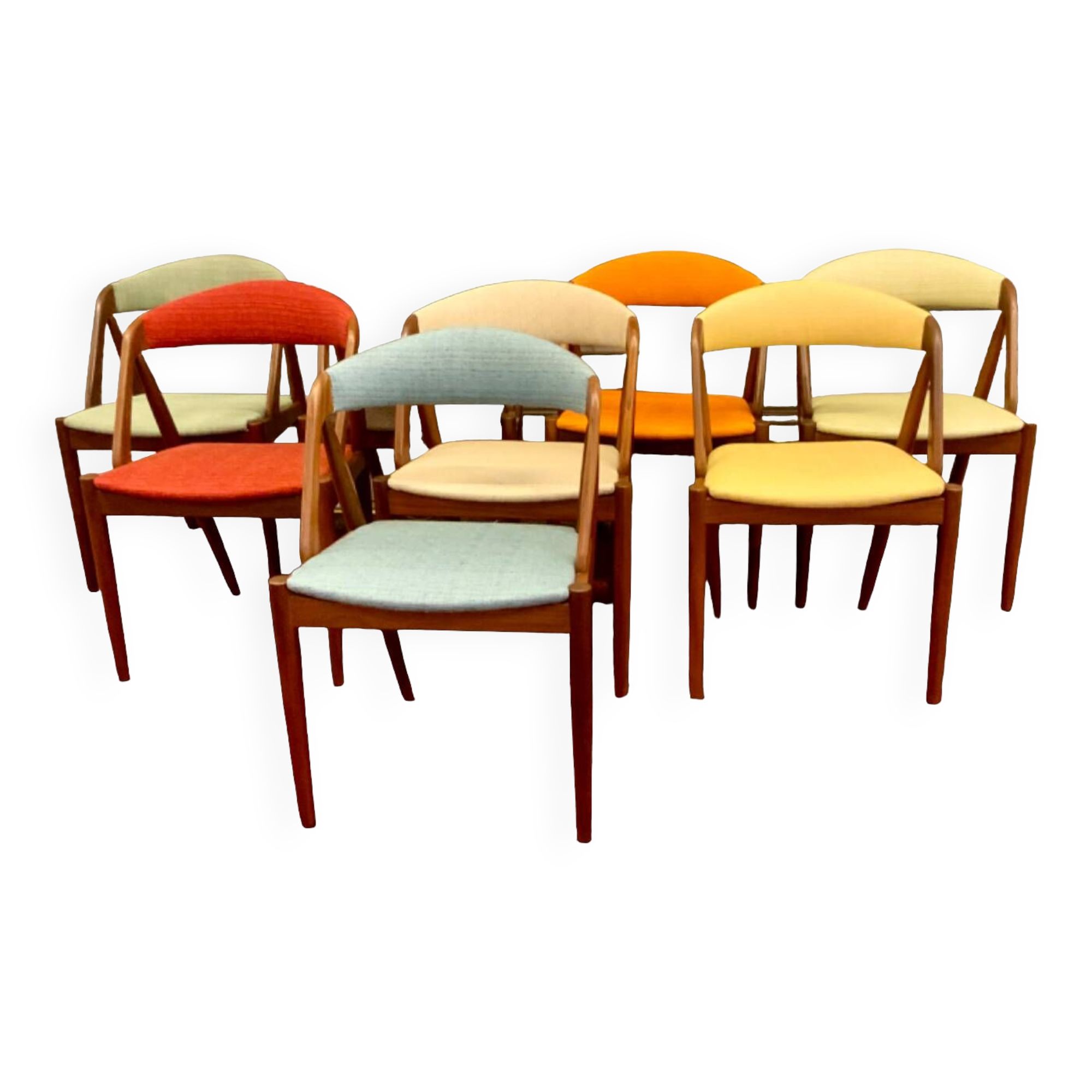 8 Chaises Design Scandinave Annes 1960 De Kai Kristiansen En Teck Massif Bois
