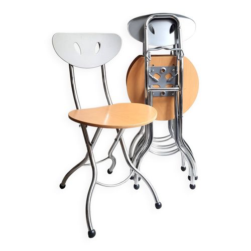 Srie De 4 Chaises Pliantes Design Des Annes 90 Attribues  Piu De Bonaldo Gris