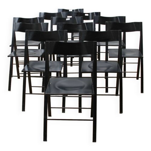 Suite De 12 Chaises Design Pliantes Noir