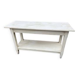 Petite Table Look Industriel Style Commerce Drapier En Sapin 1900 Shabby Chic Blanc