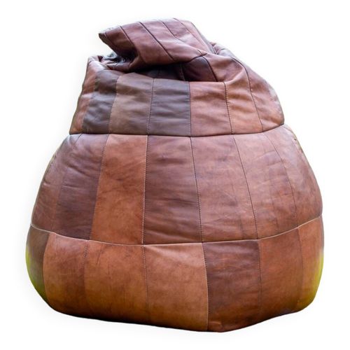 Pouf Poire En Cuir Patchwork Multicolore De Sede Marron