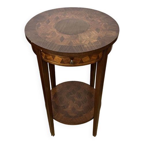 Guridon Selette Ronde En Marqueterie De Bois Bois