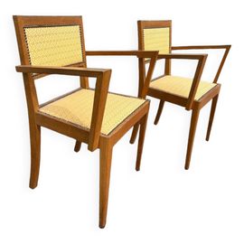 Paire De Fauteuils Bridge Art Deco Bois