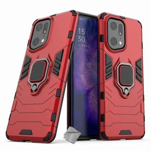 Housse Etui Coque Rigide Anti Choc Pour Oppo Find X5 Pro 5g + Film Ecran - Rouge