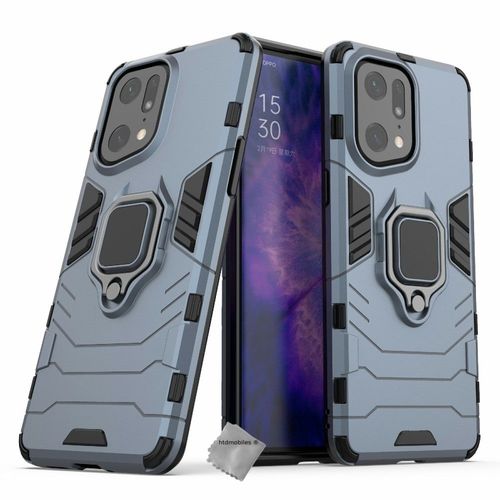 Housse Etui Coque Rigide Anti Choc Pour Oppo Find X5 Pro 5g + Film Ecran - Bleu Fonce