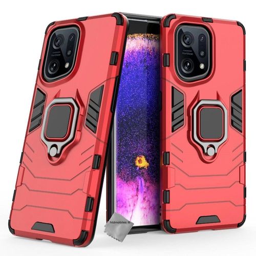 Housse Etui Coque Rigide Anti Choc Pour Oppo Find X5 5g + Verre Trempe - Rouge