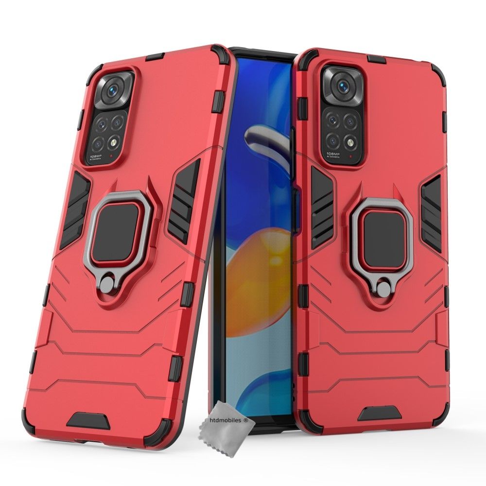 Housse Etui Coque Rigide Anti Choc Pour Xiaomi Redmi Note 11 4g / Redmi Note 11s + Verre Trempe - Rouge