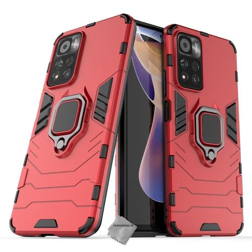 Housse Etui Coque Rigide Anti Choc Pour Xiaomi Redmi Note 11 Pro+ Plus 5g + Film Ecran - Rouge