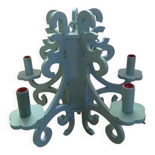 Lustre En Bois Style Gustavien Bleu