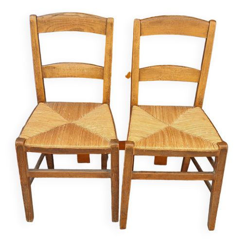 Chaises Rustique Paille Bois