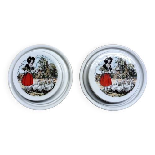 2 Beurriers Porcelaines Pillivuyt Blanc