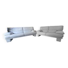Ensemble 2 Canaps Design Cuir Gris Clair 3 Places  2 Places Marque Nicoletti Modle Oscar Gris