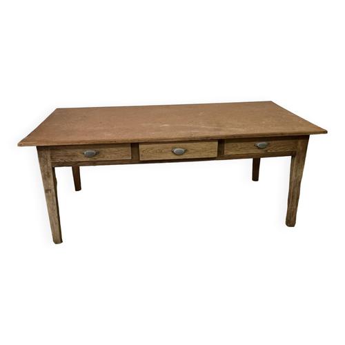 Table De Ferme Vintage 3 Tiroirs Bois