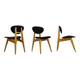Chaises De Salle  Manger Par Juliusz Kdziorek Annes 1960 Set De 3 Noir
