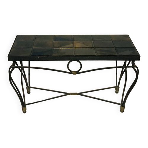 Table Basse Fer Forg Et Cramique  1960 Noir
