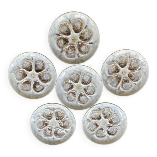 6 Assiettes  Hutre Saint Amand Blanc