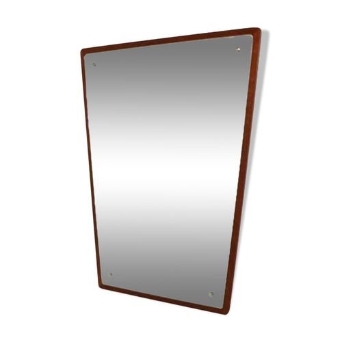 Miroir scandinave en teck Sude 1960 72x38cm bois