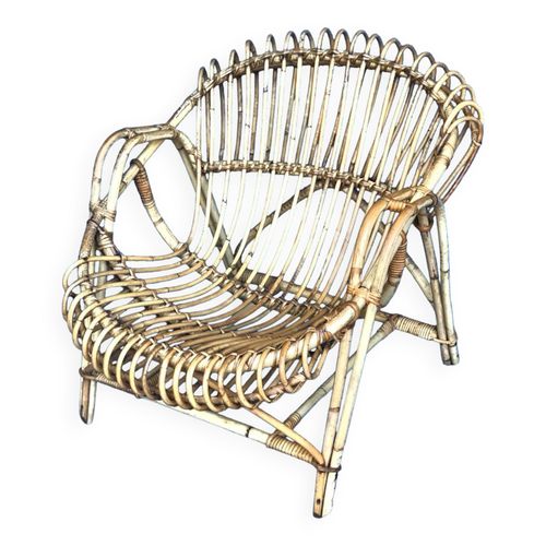 Fauteuil En Rotin Et Osier Ancien Bois