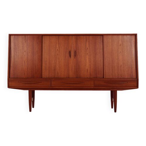Buffet Haut En Teck Design Danois Annes 1970 Production  Danemark Orange
