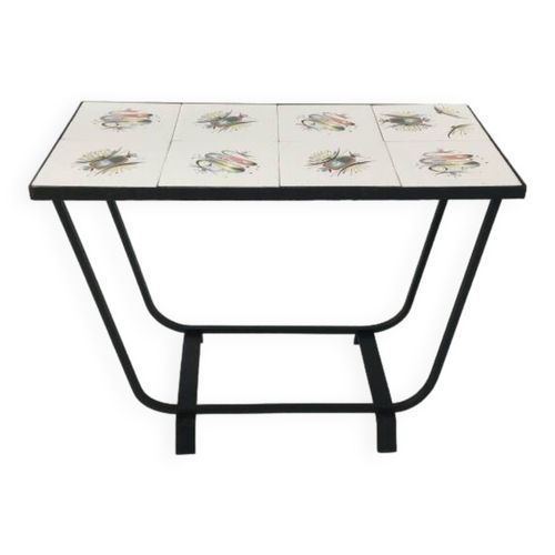 Table Daposappoint Cramique Et Fer Forg Blanc