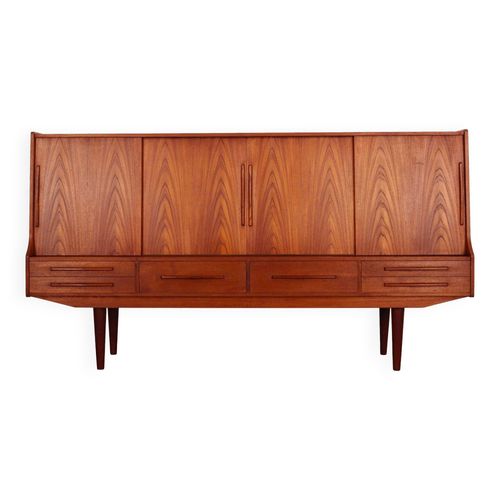 Buffet Haut En Teck Design Danois Annes 1960 Production  Danemark Orange