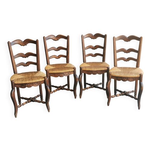 Serie De 4 Chaises Provencales Marron