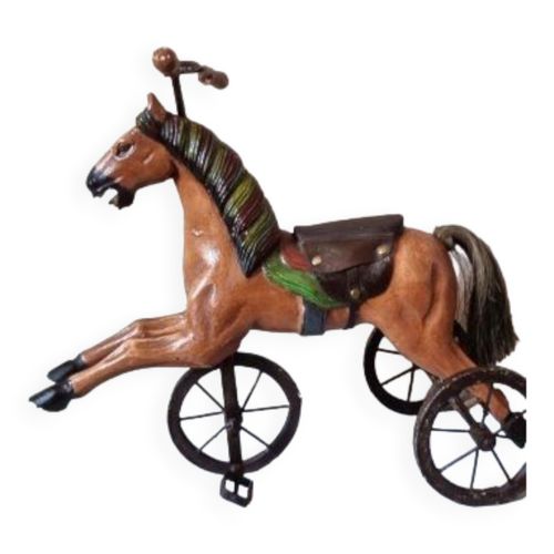 Tricycle Ancien Jouet Franais Avec Cheval Sculpt En Bois Et Mtal Multicolore