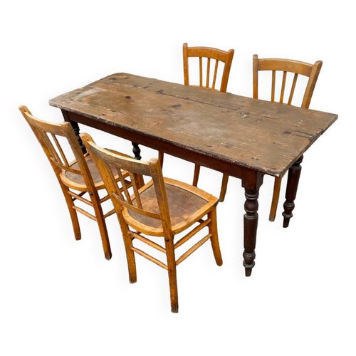 Ensemble Table  Chaises Bistrot Bois