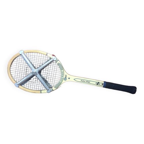 Ancienne raquette tennis snauwaert expert bois  croix zphyr multicolore