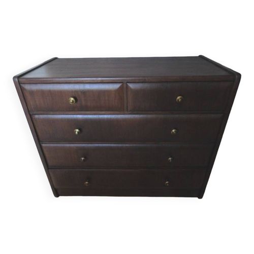 Commode Ancienne Annes 50  5 Tiroirs Galbs Montage  Lancienne Vintage Et Boutons Laitons Bois