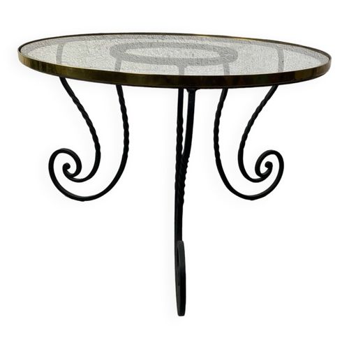 Table Basse En Fer Forg Et Plateau En Verre Noir