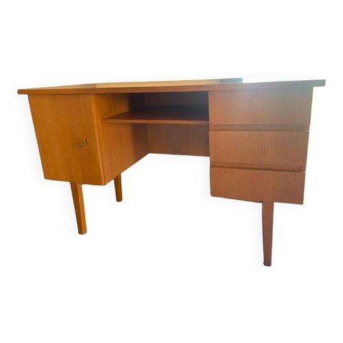 Bureau Scandinave Vintage En Teck Blond Miel Bois