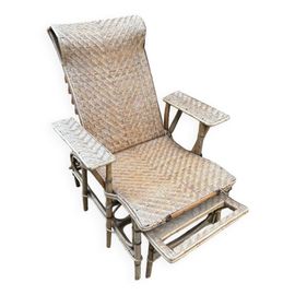 Chaise Longue Rotin Annes 1920 Beige