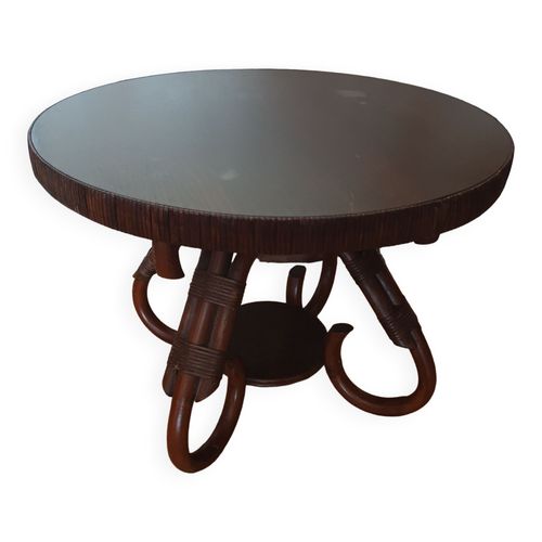 Table Basse Rotin Et Vous Annes 60 Marron