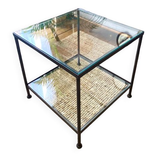 Table Basse En Verre Et Fer Forg Design Noir