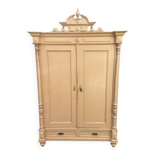 Armoire Alsacienne Rustique Fin 19eme Sapin Peint Beige