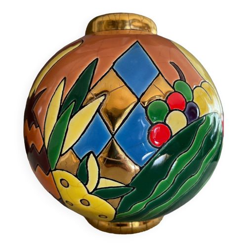 Emaux de Longwy  Boule coloniale multicolore