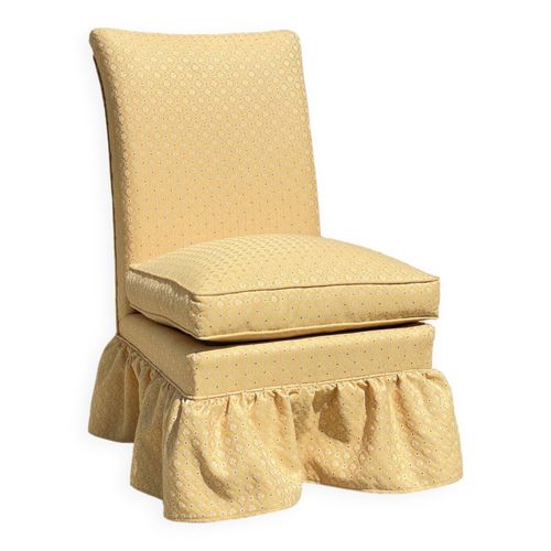Fauteuil Crapaud Tissu Tapissier Vintage Jaune