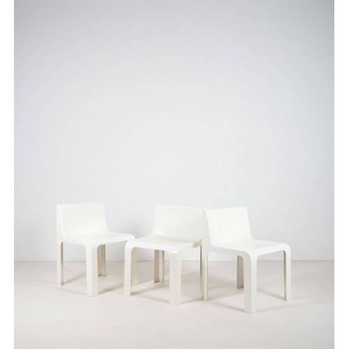 Ensemble De 3 Chaises Ozoo 600 De Marc Berthier Pour Roche Bobois 1970 Blanc
