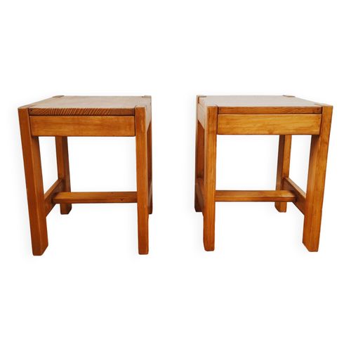 Paire De Bouts De Canap Vintage Style Scandinave Bois