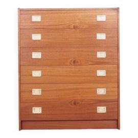 Commode En Merisier Design Danois Annes 1970 Orange