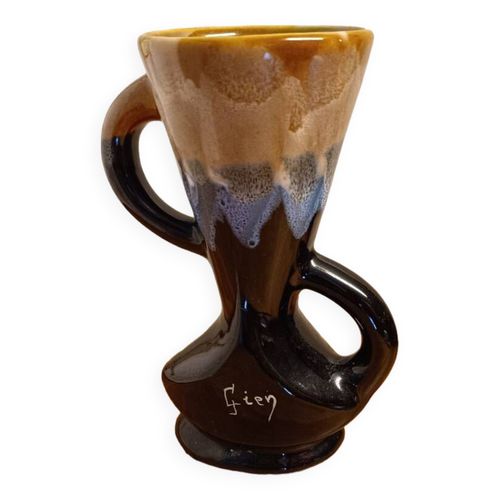 Vase soliflore Gien anse bleu