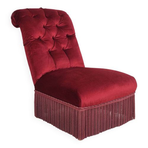 Chauffeuse Crapaud Rouge Capitonne Rouge