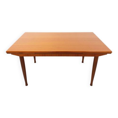 Table  Manger Style Scandinave Vintage Des Annes 50 60 En Teck Avec Rallonges Bois