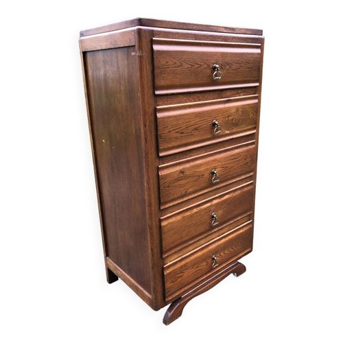Chiffonnier Commode Vintage En Chne  5 Tiroirs Bois