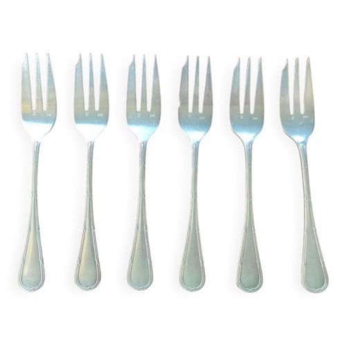 6 Anciennes Fourchettes Couverts  Hutres Mtal Argent Orfvrerie Apollo Argent