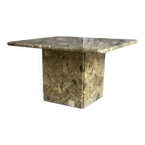 Table Basse Carre En Travertin  Design 1970 Marron