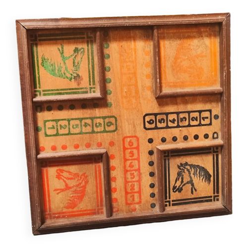 Plateau De Jeu De Petits Chevaux Ancien En Bois Bois