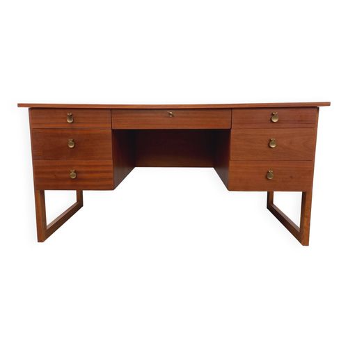 Bureau De Direction Doubleface Pieds Traneau Style Scandinave Vintage En Teck Des Annes 60 Bois