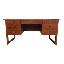 Bureau De Direction Doubleface Pieds Traneau Style Scandinave Vintage En Teck Des Annes 60 Bois